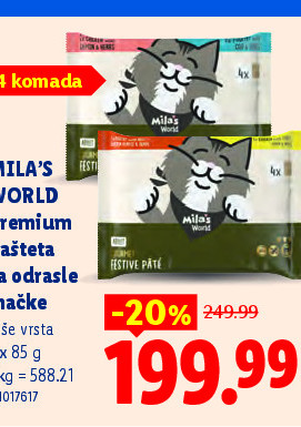 MILA'S WORLD Premium pašteta za odrasle mačke