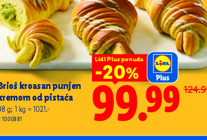 Brioš kroasan punjen kremom od pistaća