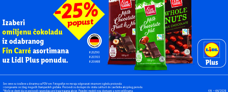 Fin Carré čokolada