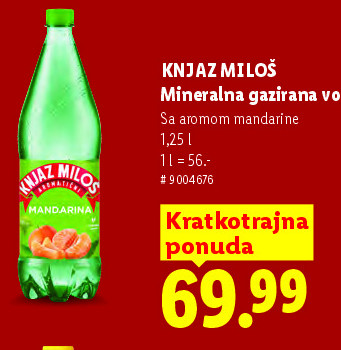 KNJAZ MILOŠ Mineralna gazirana voda sa aromom mandarine