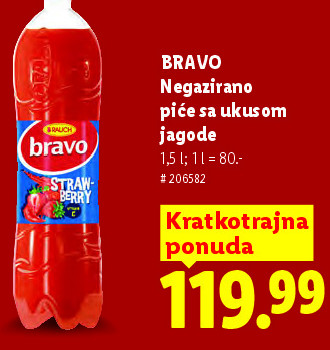 BRAVO Negazirano piće sa ukusom Jagode