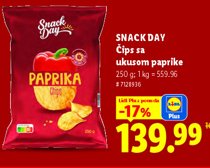 SNACK DAY Čips sa ukusom paprike