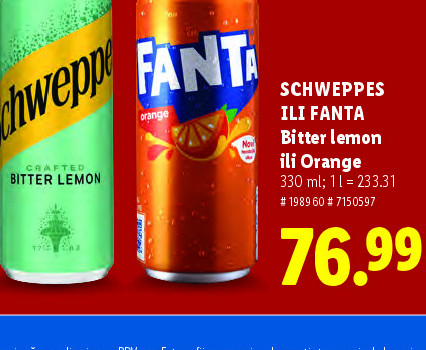 SCHWEPPES ILI FANTA Bitter Lemon ili Orange