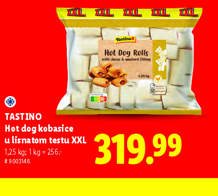 TASTINO Hot dog kobasice u lisnatom testu XXL