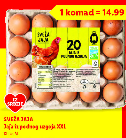 SVEŽA JAJA Jaja iz podnog uzgoja XXL
