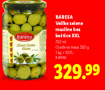 BARESA Velike zelene masline bez koštice XXL