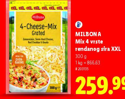 Mix 4 vrste rendanog sira XXL