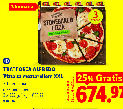 Trattoria Alfredo Pizza sa mozzarellom XXL