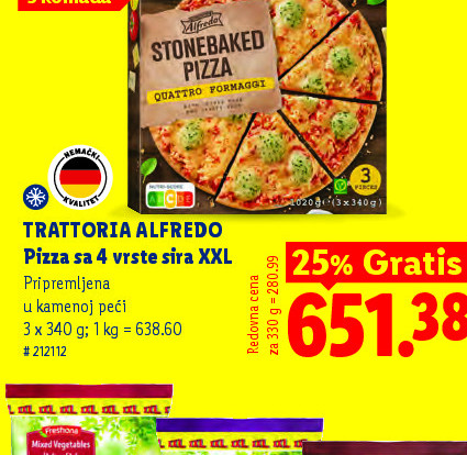 Trattoria Alfredo Pizza sa 4 vrste sira XXL