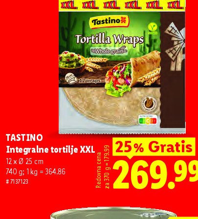 TASTINO Integralne tortilje XXL