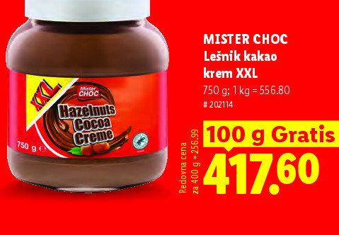 MISTER CHOC Lešnik kakao krem XXL