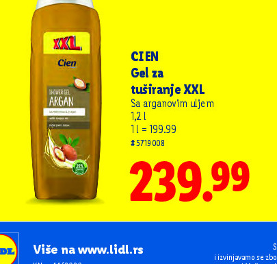 CIEN Gel za tuširanje XXL Sa arganovim uljem