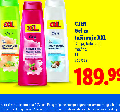 CIEN Gel za tuširanje XXL Ulja, kokos ili menta