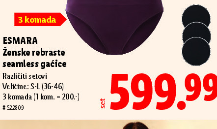ESMARA Ženske rebraste seamless gaćice