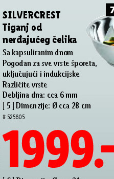 Tiganj od nerđajućeg čelika [5] Dimenzije: Ø cca 28 cm