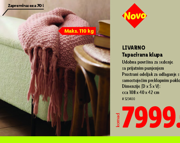 LIVARNO Tapacirana klupa