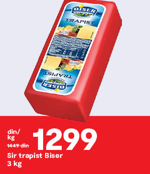 Sir trapist Biser 3 kg