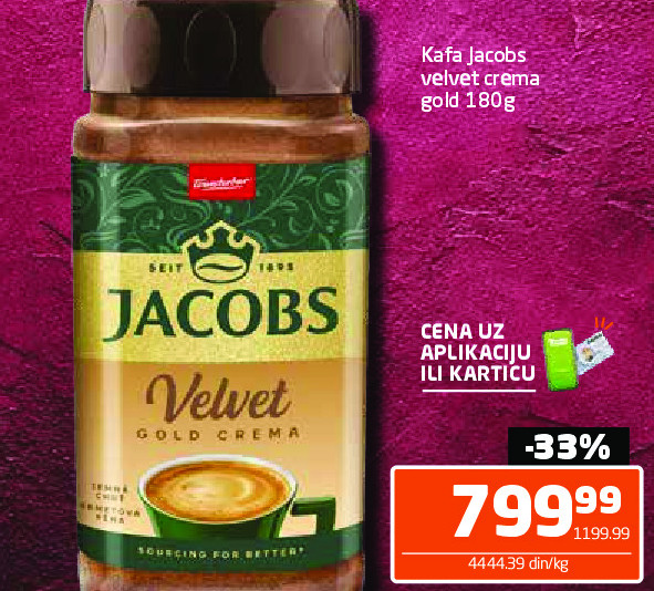 Kafa Jacobs velvet crema gold 180g