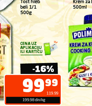 Tost hleb beli 1/1 500g