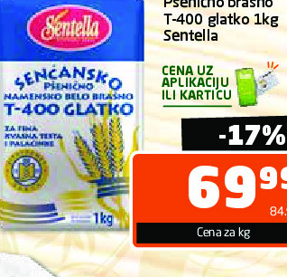 Pšenično brašno T-400 glatko 1kg Sentella