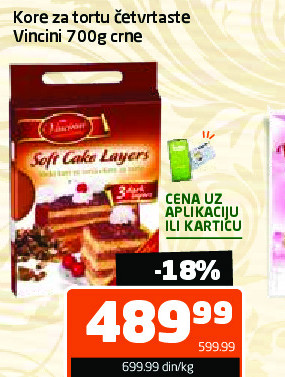 Kore za tortu četvrtaste Vincini 700g crne