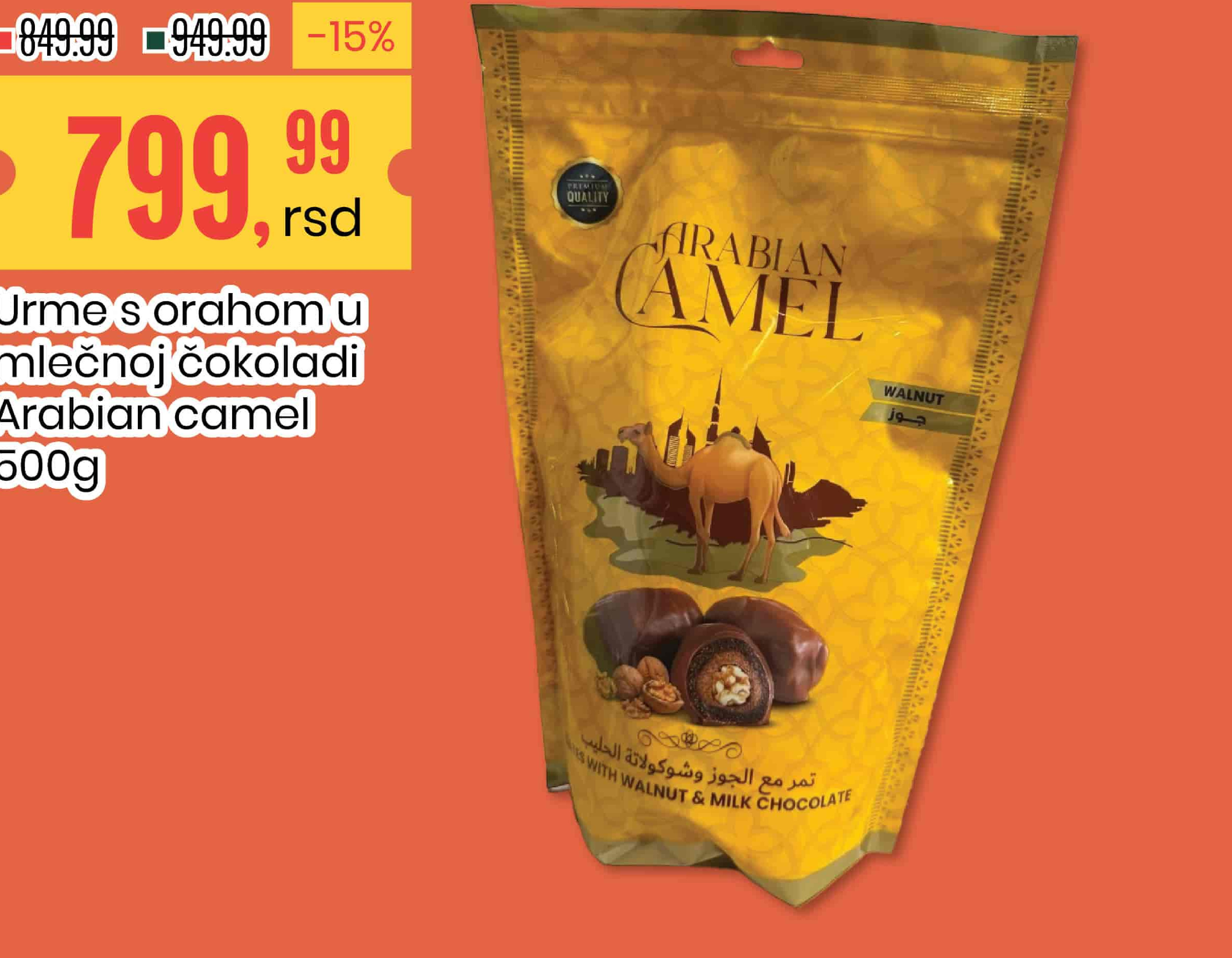 Urme s orahom u mliječnoj čokoladi Arabian Camel 500g