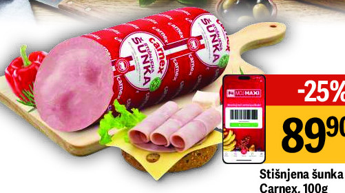 Stanjena šunka u crev u Carnex, 100g