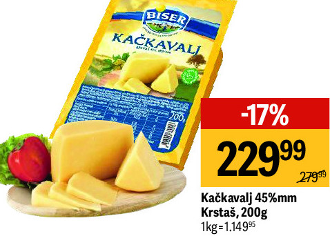 Kačkavalj 45%mm Krsta, 200g