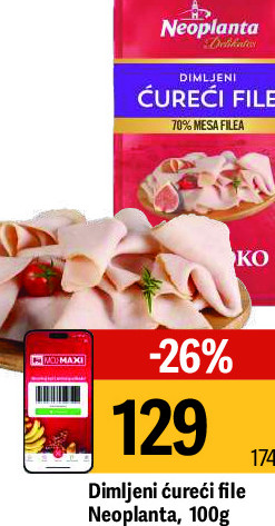 Dimljeni čureći file Neoplanta, 100g