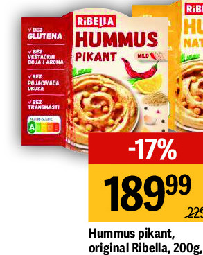 Hummus pikant, original Ribella, 200g, 180g