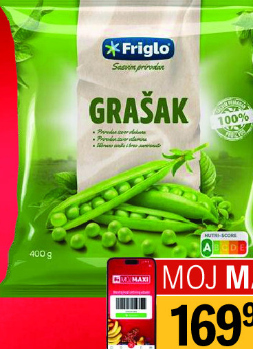 Smrznuti mladi grašak Friglo, 400g