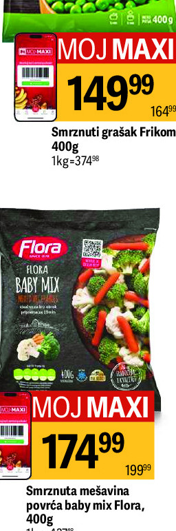 Smrznuta mešavina povrća baby mix Flora, 400g