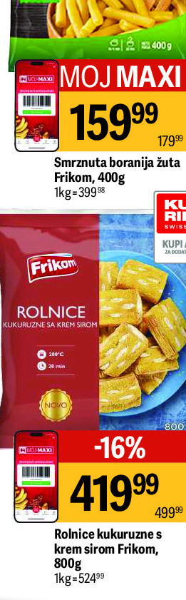 Rolnice kukuruzne sa krem sirom Frikom, 800g