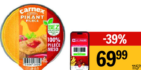 Pašteta glieća pikant Carnex, 75g