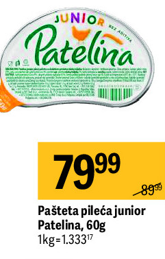 Pašteta pileća junior Patelina, 60g