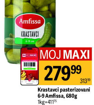 Krastavci pasterizovani 6-9 Amfissa, 680g