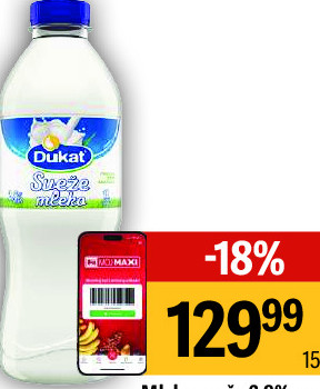 Mleko sveze 2,8% móm Dukat, 1l
