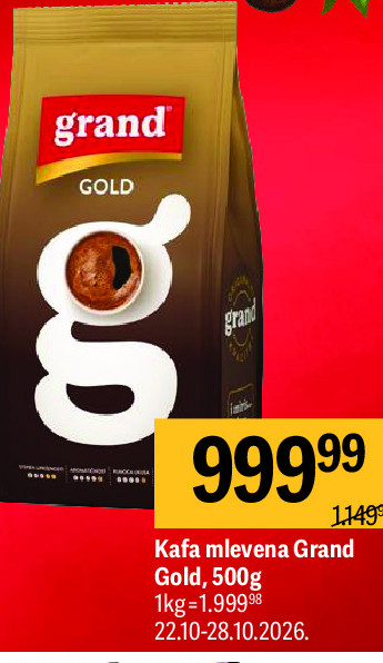 Kafa mlevena Grand Gold, 500g