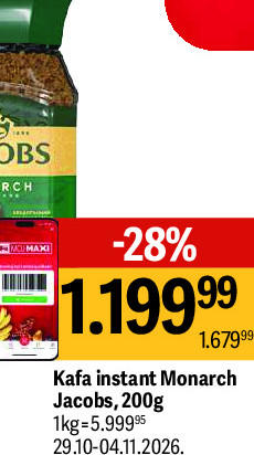 Kafa instant Monarch Jacobs, 200g
