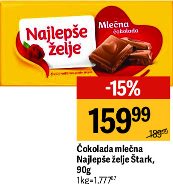 Čokolada mlečna Najlepše želje Stark