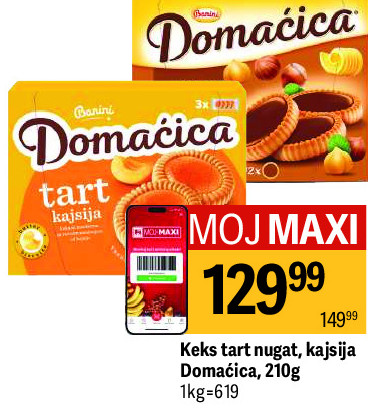 Keks tart nugat, kajsija Domaćica, 210g