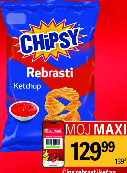 Čips rebrasti kečap Chipsy