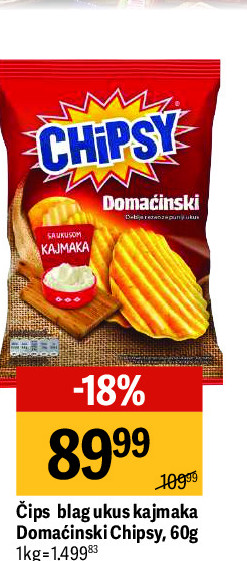 Chips blag ukus kajmaka Domaćinski Chipsy, 60g