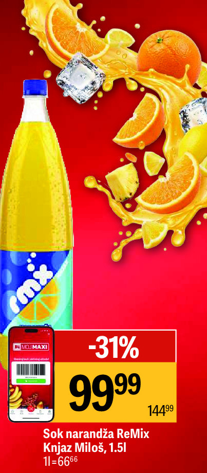 Sok narandža ReMix Knjaz Miloš, 1,5l
