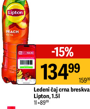 Ledeni čaj crna breskva Lipton, 1,5l