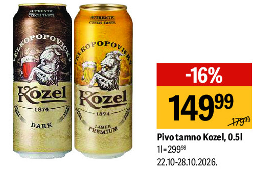 Pivo tamno Kozel, 0,5l