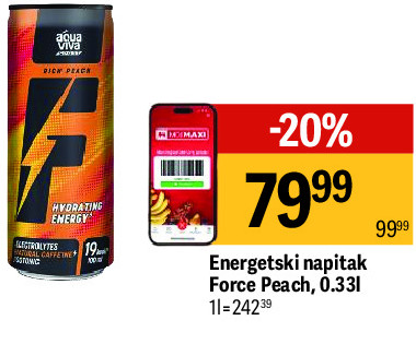 Energetski napitak Force Peach, 0,33l