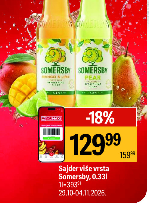Sajder više vrsta Somersby, 0.33l