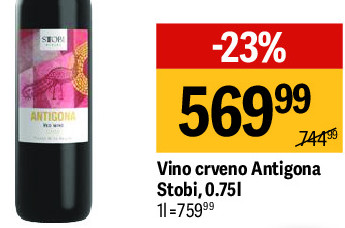 Vino crveno Antigona Stobi, 0,75l