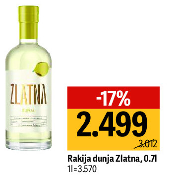Rakija dunja Zlatna, 0,7l